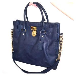Navy and Gold Michael Kors Hamilton Bag